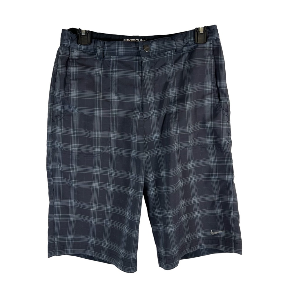 Nike Golf Dri-FIT Plaid Shorts Boys XL Grey Black Checkered Performance 508412